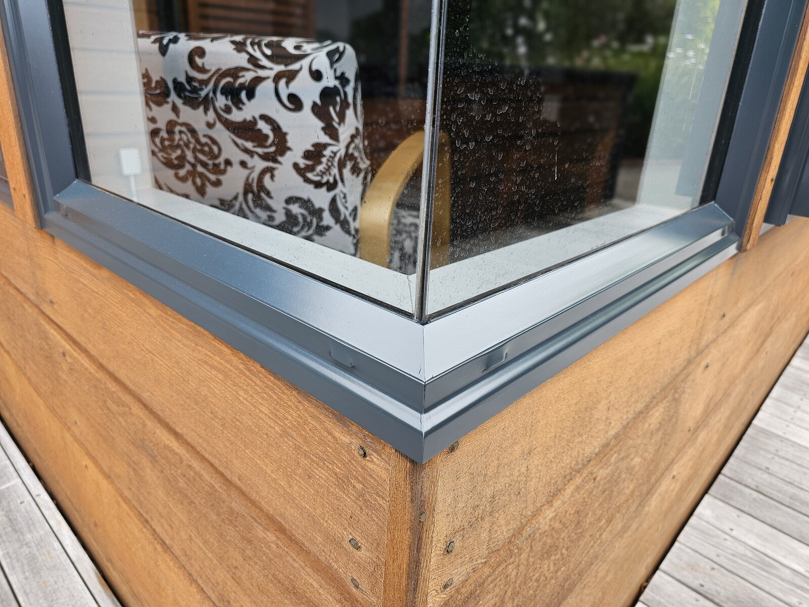 Rejuvenated aluminium window joinery with restored colour